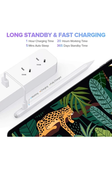 iPad 10,9 Air 4 / 5 / 6 Nesil Uyumlu Avuç İçi Reddetmeli Bluetoothlu Dokunmatik Çizim Yazım Kalemi - 4