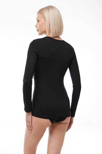 Malabadi 181 Kadın Modal V Yaka Uzun Kol Body - Resim 9