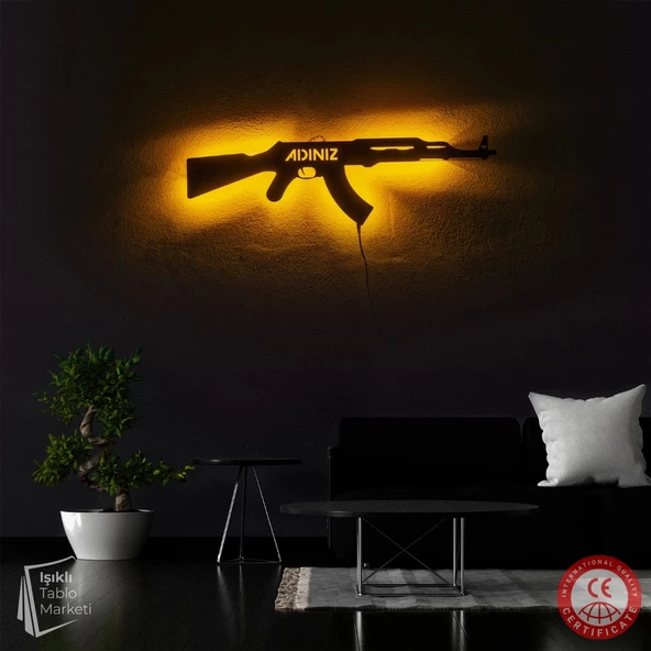 Işıklı Tablo Marketi İsme Özel Ak-47 Silah Tablosu - 2