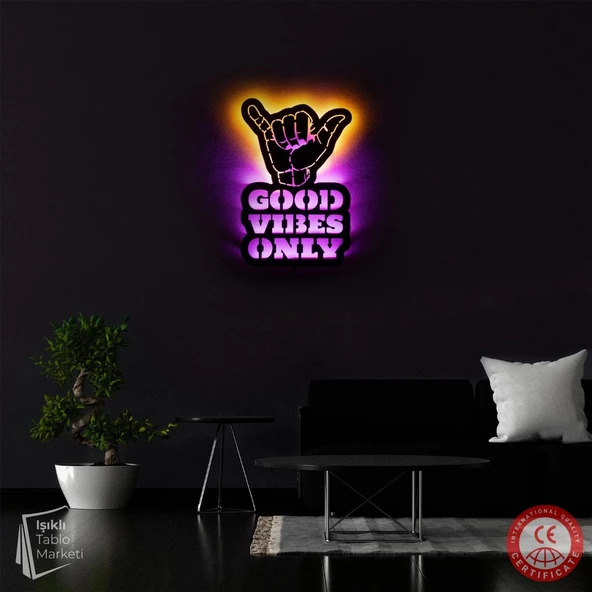 Işıklı Tablo Marketi Good Vibes Only Tablosu - 2