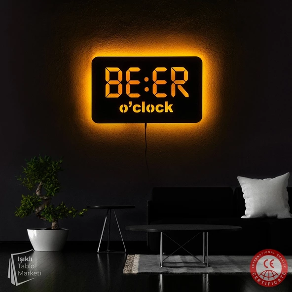 Işıklı Tablo Marketi Beer Clock Yazılı Tablo - 2
