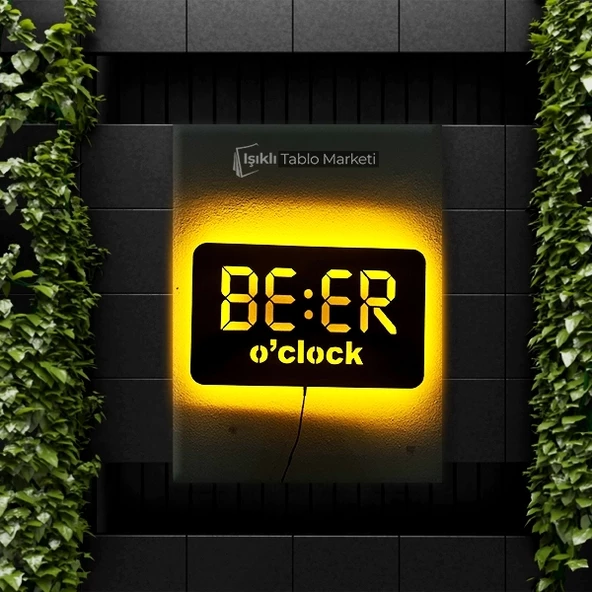 Işıklı Tablo Marketi Beer Clock Yazılı Tablo