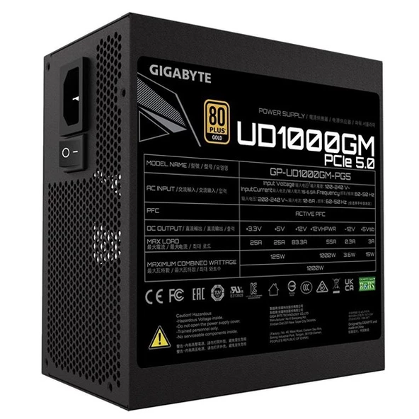 Gıgabyte 1000W 80+ Gold Gp-Ud1000gm Pg5 Pcıe 5.0 Tam Modüler Power Supply - 5