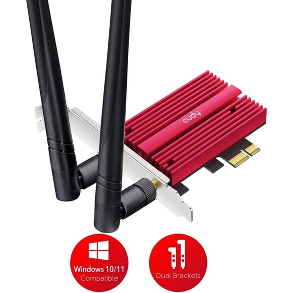 CUDY WE3000S AX5400 Wi-Fi 6E Bluetooth 5.3 PCI-E Kablosuz Ağ Adaptörü - 8