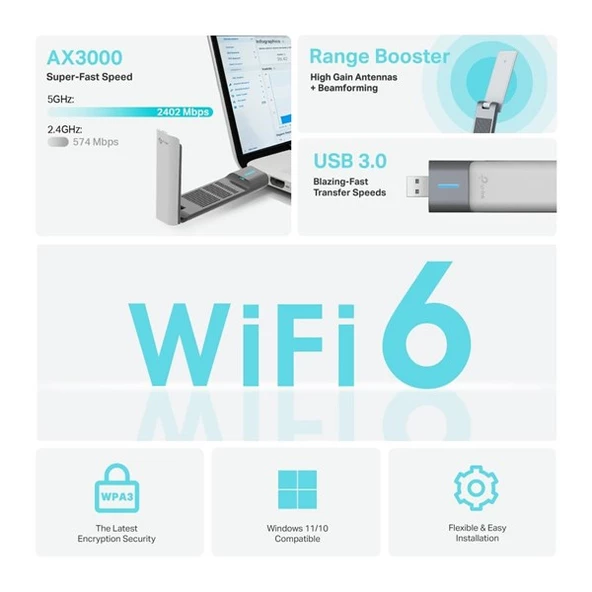 TP-LINK ARCHER TX50UH AX3000 Yüksek Performanslı Kablosuz USB Adaptör - 4