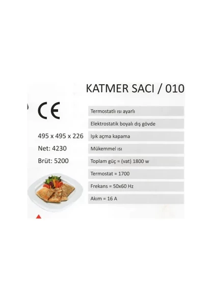 Uğur  Elektrikli 1750 W Termostatlı Katmer Yufka Sacı - 3