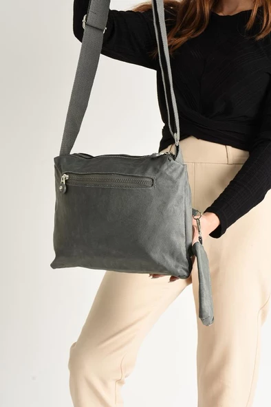 Klinkır Omuz Çantası Mini Cüzdanlı Çapraz Askılı Postacı Çanta Su İtici Kumaş 27*17 Cm Hafif - Resim 12