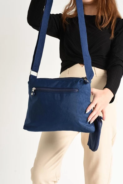 Klinkır Omuz Çantası Mini Cüzdanlı Çapraz Askılı Postacı Çanta Su İtici Kumaş 27*17 Cm Hafif - Resim 7