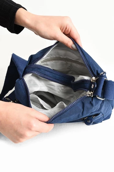 Klinkır Omuz Çantası Mini Cüzdanlı Çapraz Askılı Postacı Çanta Su İtici Kumaş 27*17 Cm Hafif - Resim 10