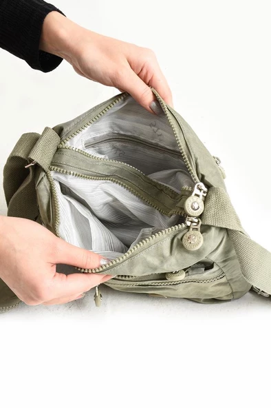 Klinkır Omuz Çantası Mini Cüzdanlı Çapraz Askılı Postacı Çanta Su İtici Kumaş 27*17 Cm Hafif - Resim 5