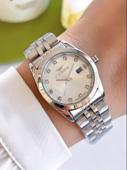 Ferro Çelik Kordon İyon Kaplama Kasa 3 Atm Suya Dayanıklı Kadın Kol Saati+Bileklik EFL21519-YA ürün görseli