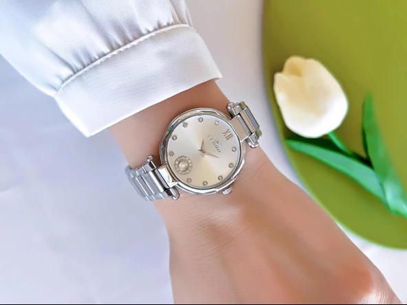 Ferro Çelik Kordon İyon Kaplama Kasa 3 Atm Suya Dayanıklı Kadın Kol Saati+Bileklik EFL21469-YA - Resim 2