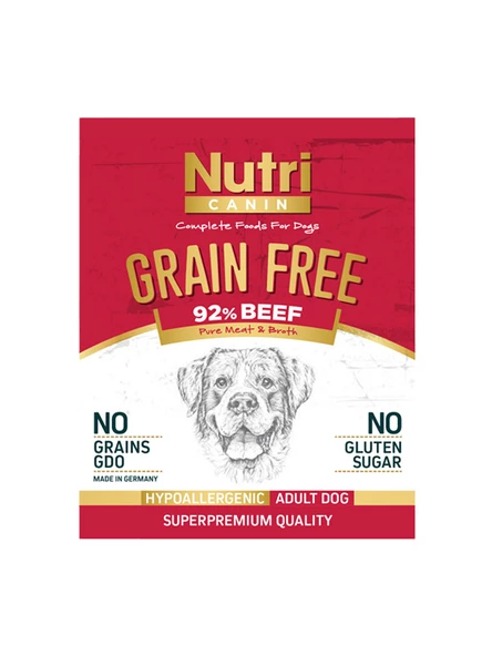 Nutri Canin 400Gr %92 Sığır Etli Tatlı Patatesli Hipo Alerjenik Tahılsız 6Adet Yaş Köpek Maması - 6