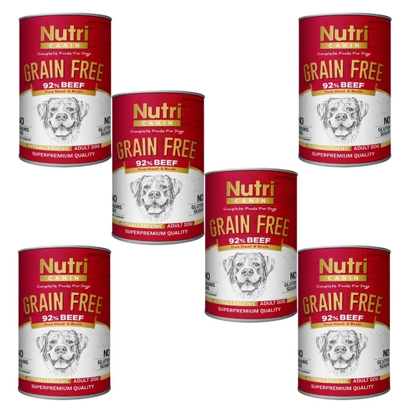 Nutri Canin 400Gr %92 Sığır Etli Tatlı Patatesli Hipo Alerjenik Tahılsız 6Adet Yaş Köpek Maması - 5