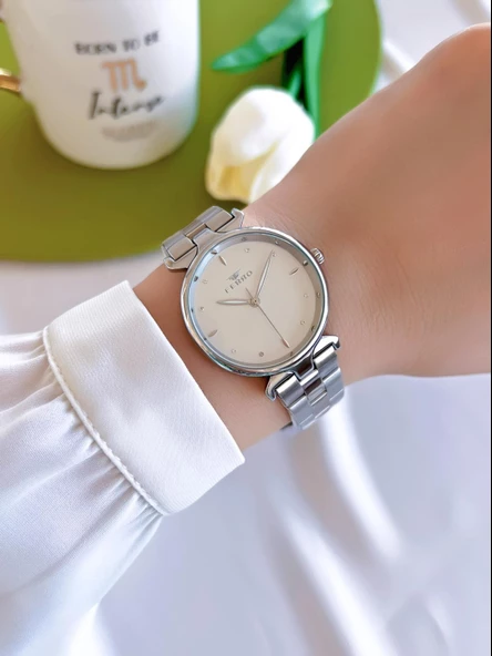 Ferro Çelik Kordon İyon Kaplama Kasa 3 Atm Suya Dayanıklı Kadın Kol Saati+Bileklik EFL40-093 - Resim 2