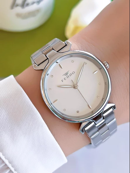 Ferro Çelik Kordon İyon Kaplama Kasa 3 Atm Suya Dayanıklı Kadın Kol Saati+Bileklik EFL40-093 ürün görseli