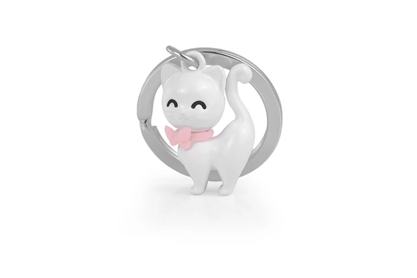 Metalmorphose Beyaz Kedi Anahtarlık - Resim 4
