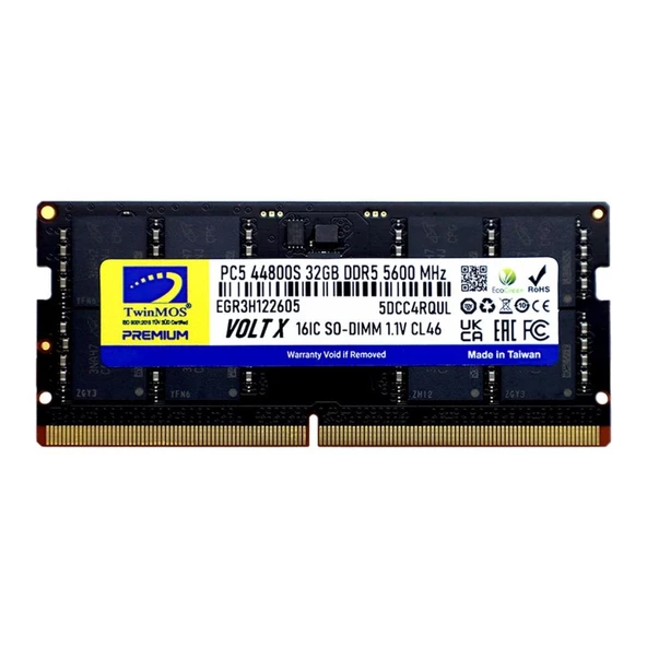 TWINMOS 32 GB N.BOOK RAM 5600MHZ DDR5 5600MHz TMD532GB5600S46