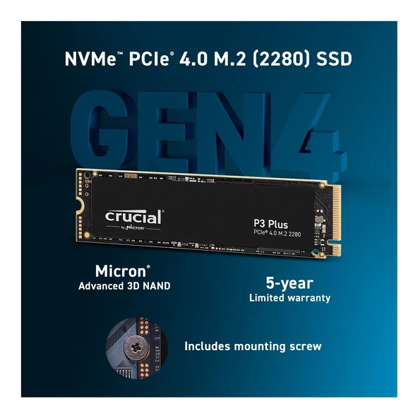 Crucial P3 Plus 4TB SSD m.2 NVMe PCIe CT4000P3PSSD8 - 3
