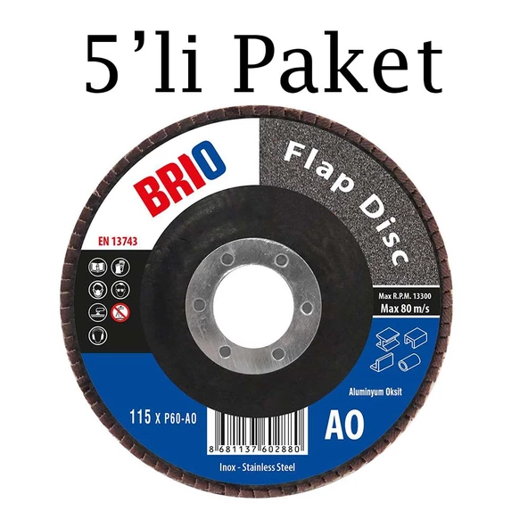 Brio Flap Disk 115XP60 Ao 5'li Paket