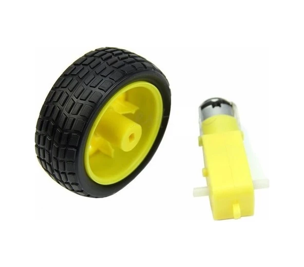 8 Adet - Arduino Robot Tekerlek Ve Dc Motor Seti 250Rpm Dc Motor - Resim 4