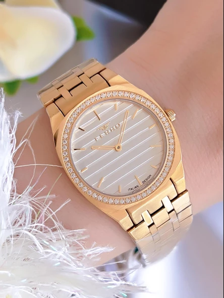 Ferro Çelik Kordon İyon Kaplama Kasa 3 Atm Suya Dayanıklı Kadın Kol Saati+Bileklik EFL43003-B ürün görseli