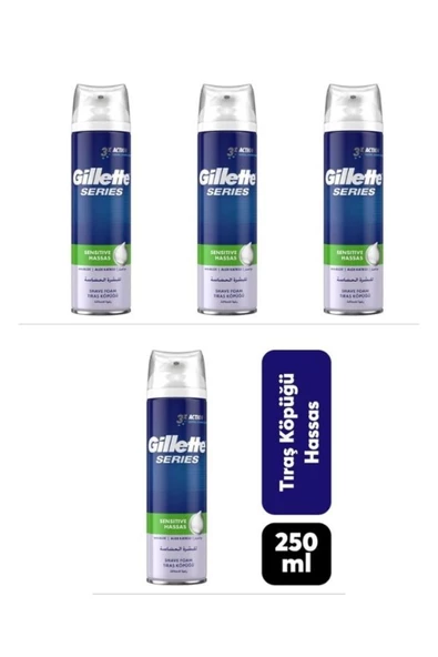 Gillette Tıraş Köpüğü Hassas 250ml x 4 Adet