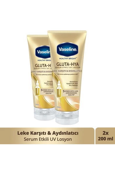 Vaseline Gluta Hya Serum Etkili Uv Vücut Losyonu Leke Karşıtı Ve Aydınlatıcı 200 ml X2