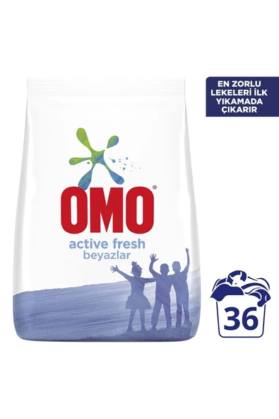 Omo Toz Çamaşır Deterjanı Active Fresh Beyazlar Için En Zorlu Lekeleri Ilk Yıkamada Çıkarır 5.5kg