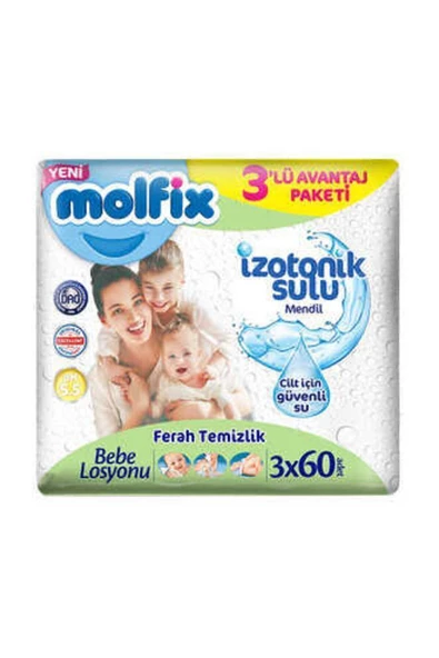 Molfix İzotonik Islak Havlu Ferah Temizlik 3'lü Paket 180 Yaprak