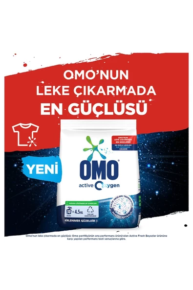 Omo Active Oxygen Toz Çamaşır Deterjanı Beyazlar Için En Zorlu Lekeleri Ilk Yıkamada Çıkarır 4.5 Kg - Resim 3
