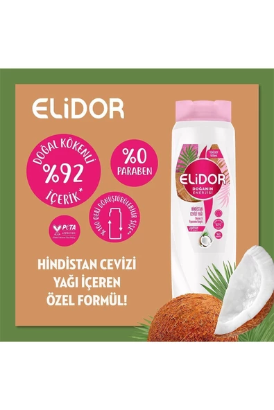 Elidor Doğanın Enerjisi Saç Bakım Şampuanı Hindistan Cevizi Yağı 500 Ml X2 Adet - 4