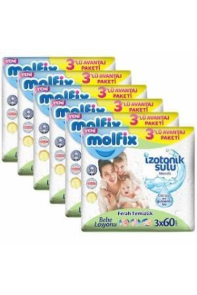 Molfix Izotonik Sulu Temizlik Islak Mendil 3x60'lferah I X 6 Adet