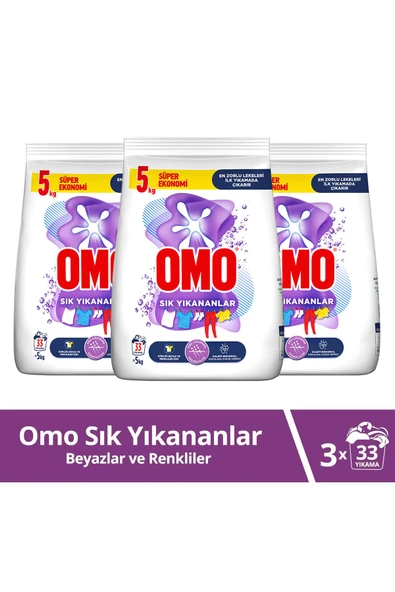 Omo Toz Çamaşır Deterjanı Sık Yıkananlar Zorlu Lekeleri Ilk Yıkamada Çıkarır 5 Kgx3