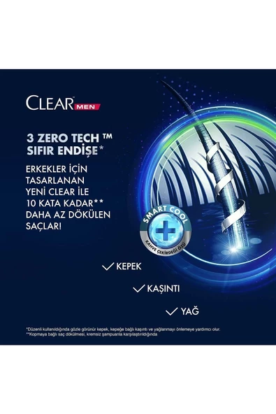 Clear Men Kepeğe Karşı Etkili Şampuan Cool Sport Menthol Ferahlatıcı Mentol Etkisi 350 ml X2 Adet - 4
