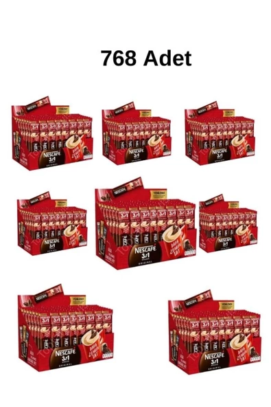 Nescafe 3ü1 Arada 96'lı paket x 8'li koli (768 adet)