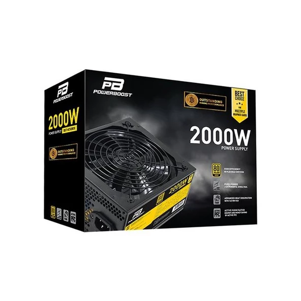 PowerBoost BST-ATX2000 2000w 14cm SİYAH fan, Mining ATX PSU (Retail) JPSU-BST-ATX2000 - Resim 3