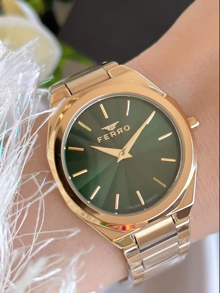 Ferro Çelik Kordon İyon Kaplama Kasa 3 Atm Suya Dayanıklı Kadın Kol Saati+Bileklik EFL21470-B6 ürün görseli