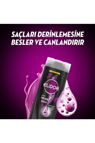 Elidor Superblend Saç Bakım Şampuanı Esmer Parlaklık E Vitamini Chia Tohumu Yağı Melanin 400 ml X3 - 3