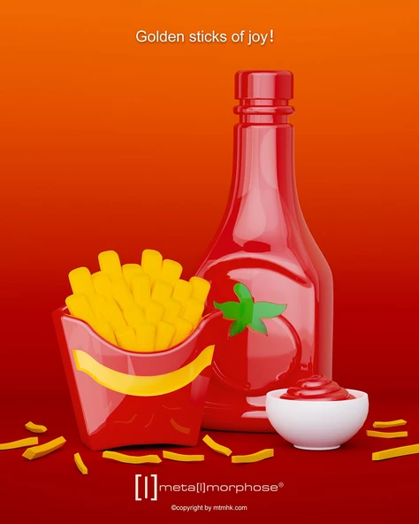 Metalmorphose French Fries ve  Ketçup Anahtarlık - Resim 5