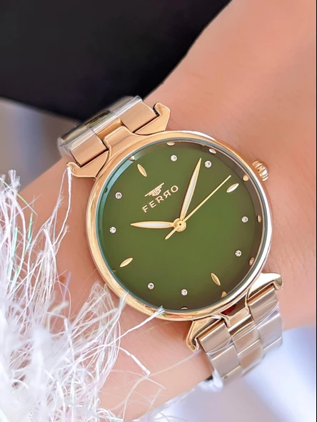 Ferro Çelik Kordon İyon Kaplama Kasa 3 Atm Suya Dayanıklı Kadın Kol Saati+Bileklik EFL40115-B6 ürün görseli