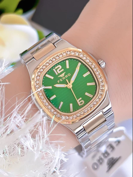 Ferro Çelik Kordon İyon Kaplama Kasa 3 Atm Suya Dayanıklı Kadın Kol Saati+Bileklik BF-LX-01 ürün görseli