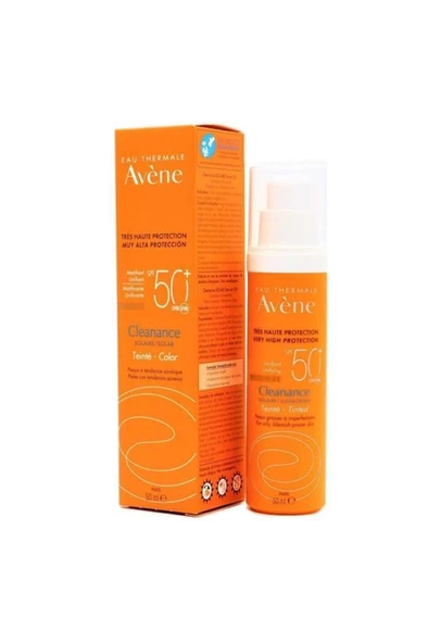 Avene Cleanance Solaire Tinted SPF50+ 50ml | Yağlı ve Akneli Ciltler için Güneş Kremi