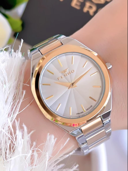 Ferro Çelik Kordon İyon Kaplama Kasa 3 Atm Suya Dayanıklı Kadın Kol Saati+Bileklik BFL21480-D6 ürün görseli