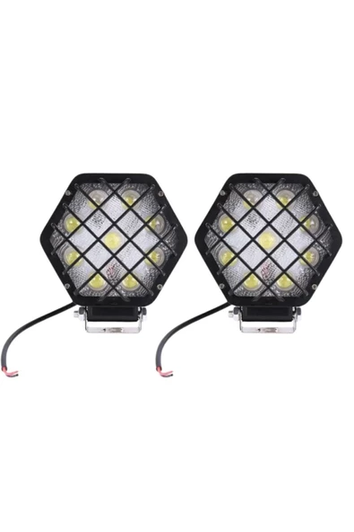 2 Adet 48w Altıgen Kafesli Siyah Kasa 16 Led Off Road Tekne Çalışma Lambası