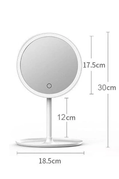 Dokunmatik Led Işıklı Usb Li Yuvarlak Masa Üstü Makyaj Aynası Makyaj Aynası Ledli - Resim 4