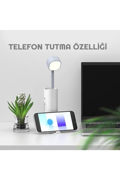 Şarjlı Dokunmatik 20 Led Çalışma Okuma Işığı Masa Lambası Kademeli Parlaklık Powerbank 1200mah - Resim 6