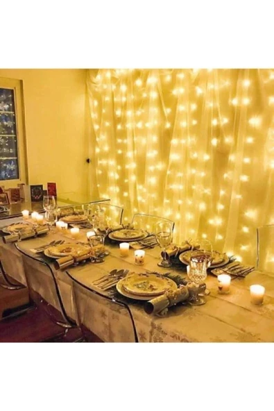 Kumandalı 8 Ayrı Moda Sahip 3mx3m 300 cm X 300 cm Perde Led - Resim 2