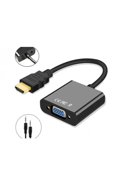 Hdmi To Vga Ses Çıkışlı Kablo Çevirici Dönüştürücü Adaptör