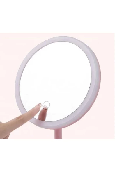 Dokunmatik Led Işıklı Usb Li Yuvarlak Masa Üstü Makyaj Aynası -makyaj Aynası Led - Resim 4